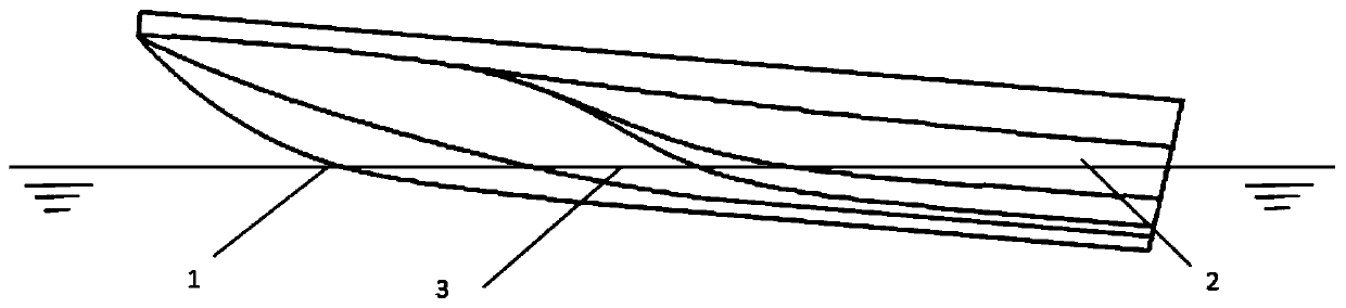 Planing boat with three-channel structure