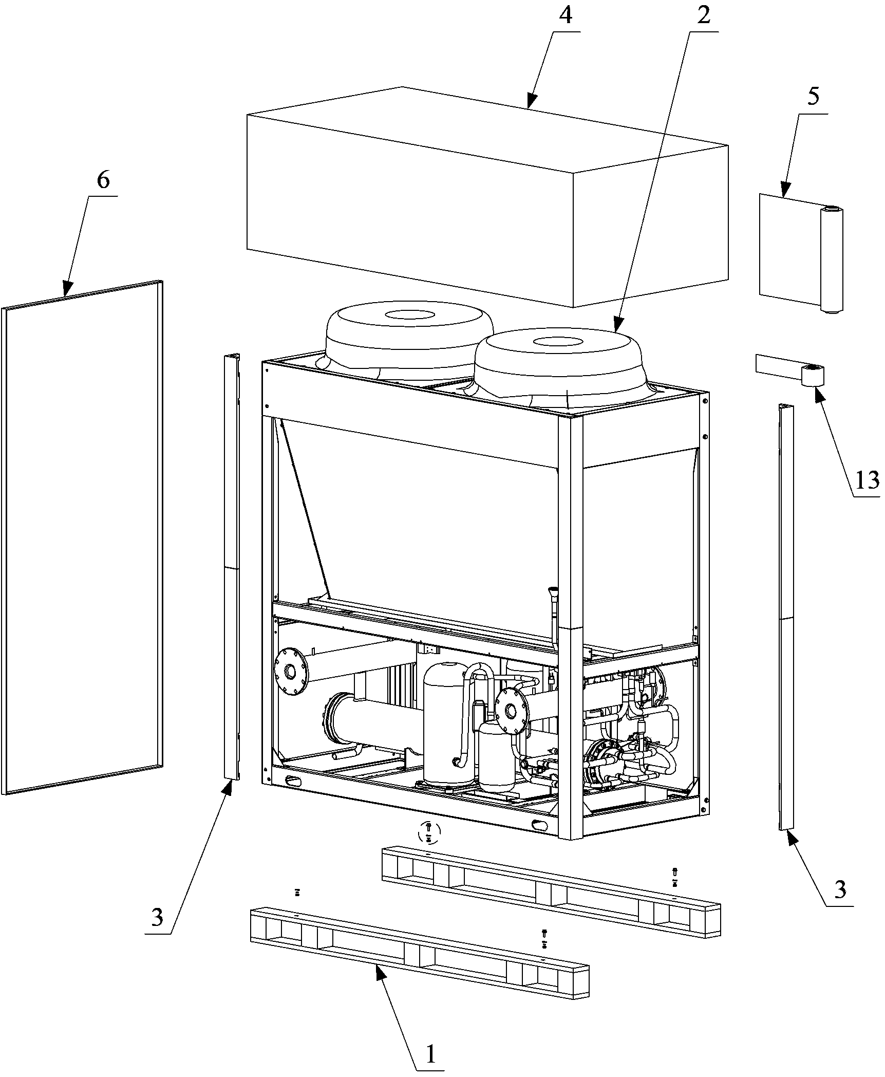 Packaging device and packaging method for air conditioning equipment