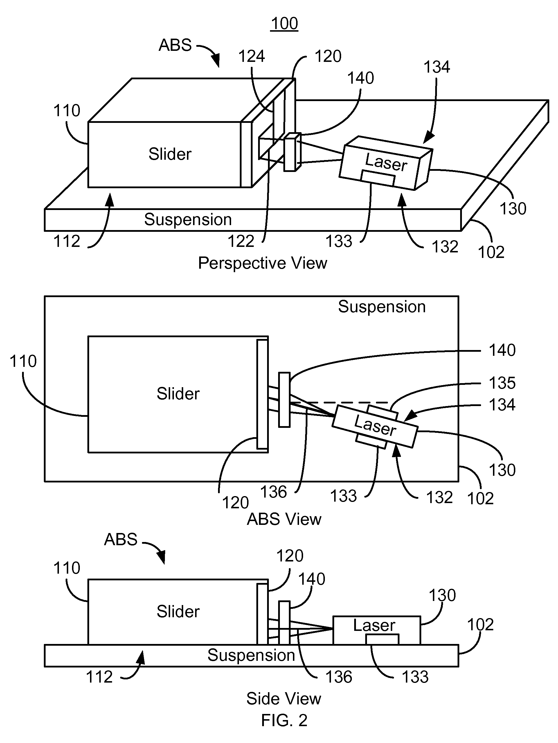 Method and system for an energy assisted magnetic recording head having a suspension-mounted laser