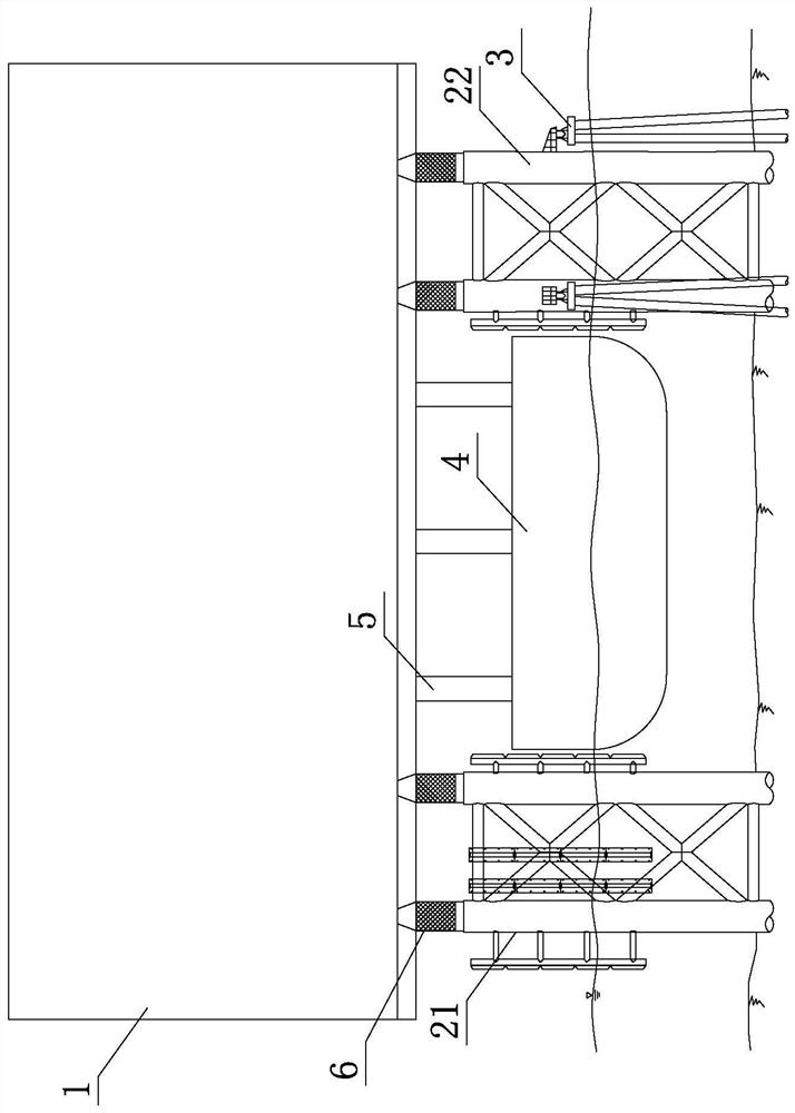 Precise installation method and structure for butt joint of split type jacket foundation and upper module of large offshore electrical platform