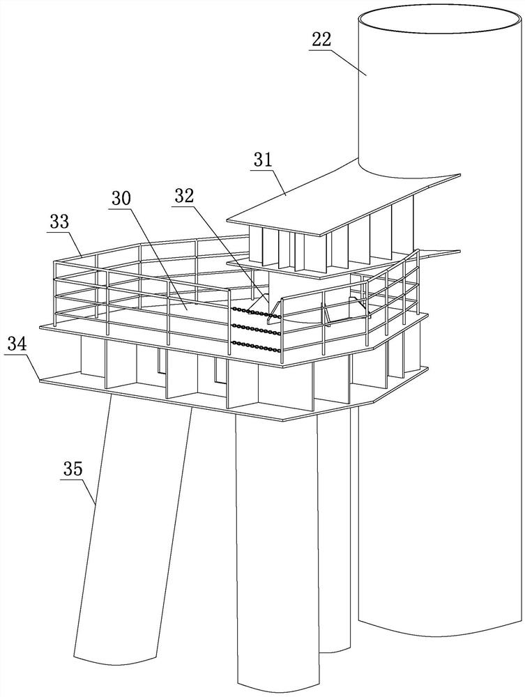 Precise installation method and structure for butt joint of split type jacket foundation and upper module of large offshore electrical platform