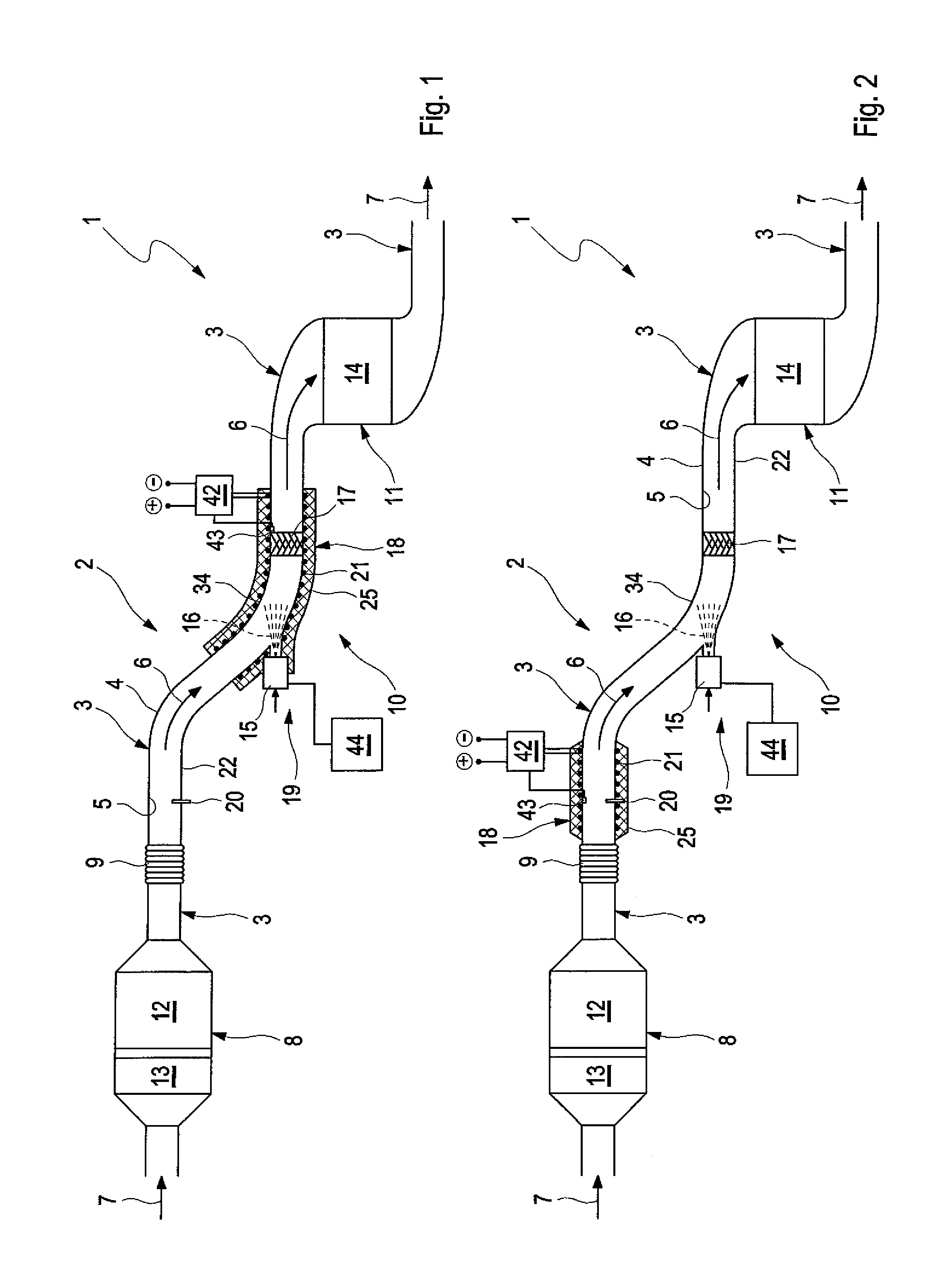 Heating device for an exhaust system