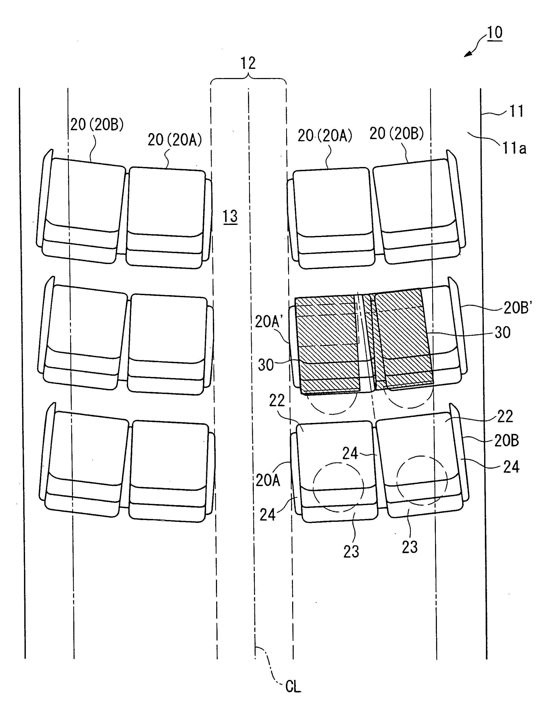 Aircraft, Vehicle And Method For Arranging Seats Therein