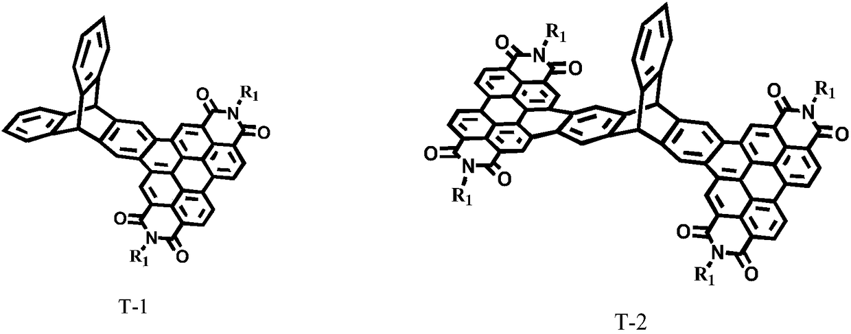Synthesis and preparation method and applications of triptycene-based perylene imide compound