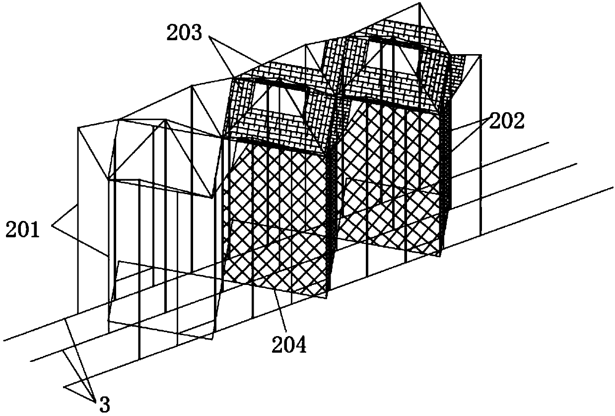 Rail bearing complex-blade reciprocating operation multi-unit electricity generating windmill and direction adjusting method