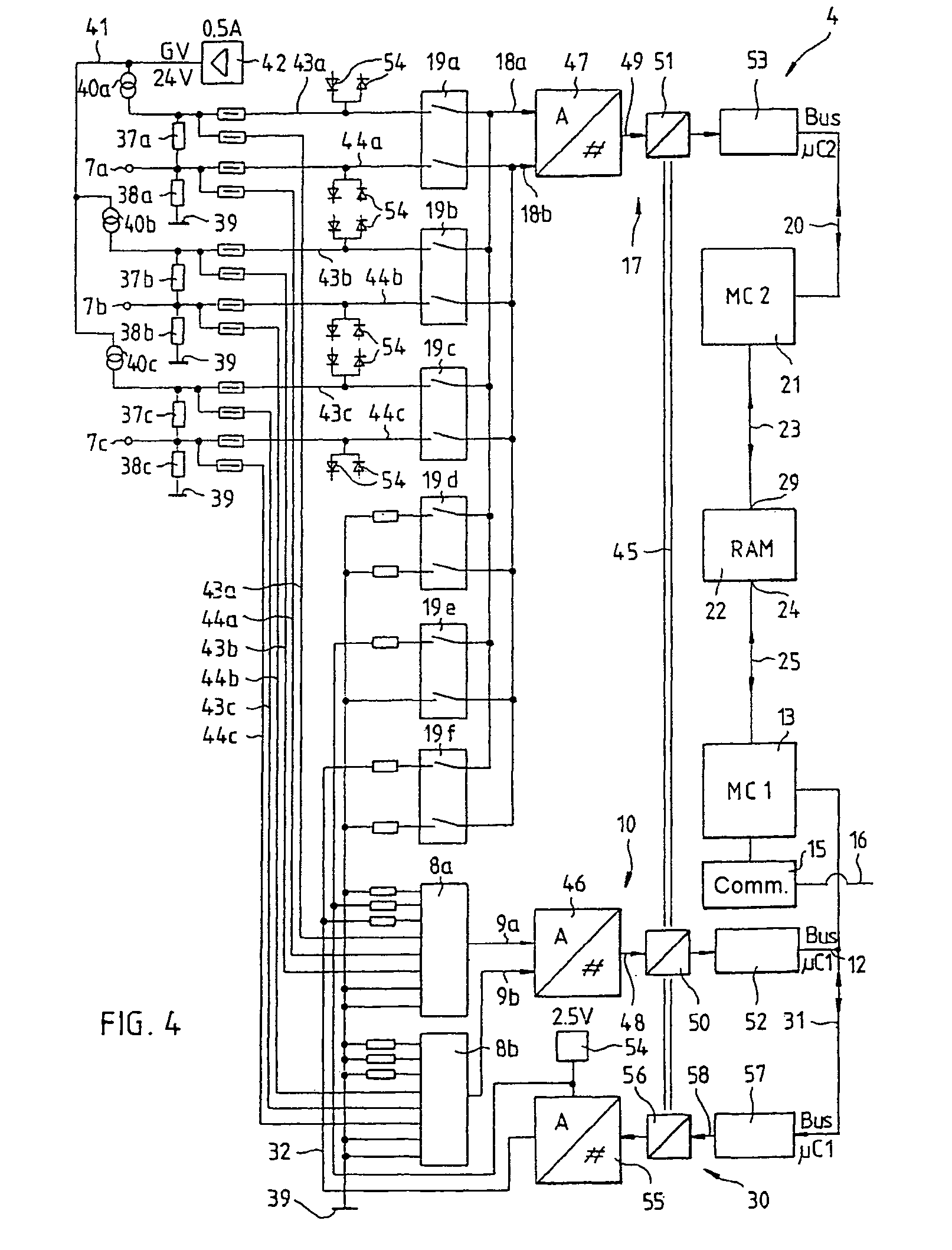 Peripheral component with high error protection for stored programmable controls