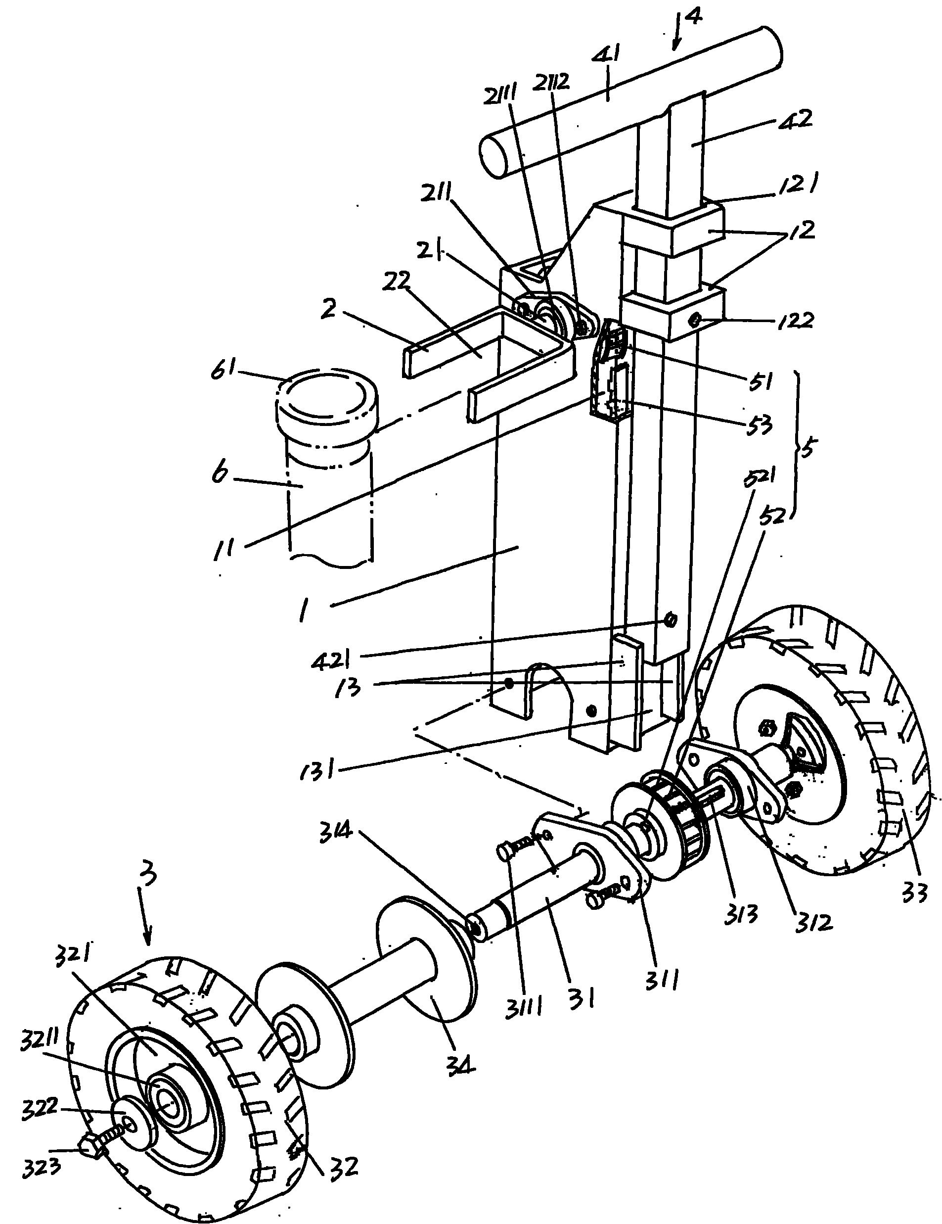 Handcart type fire hose recovery device
