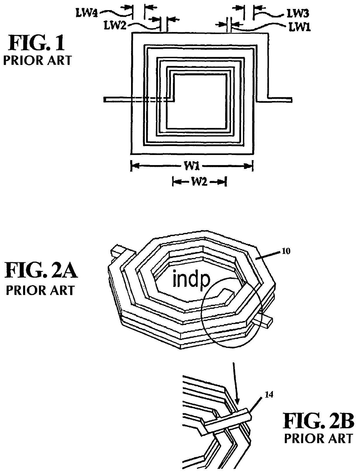 Parallel stacked inductor for high-Q and high current handling and method of making the same