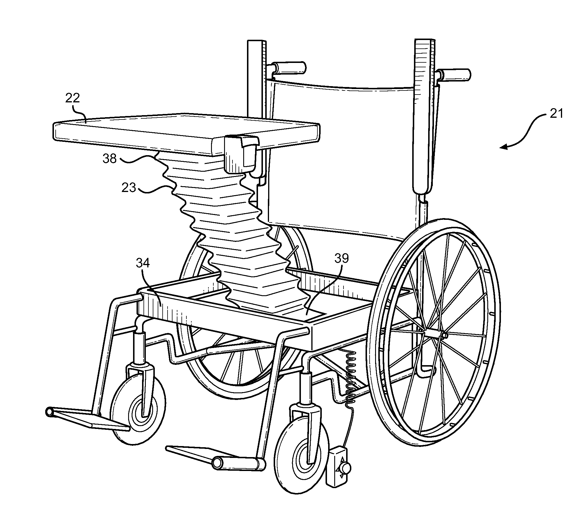 Wheelchair with Automatic Seat Lift Mechanism