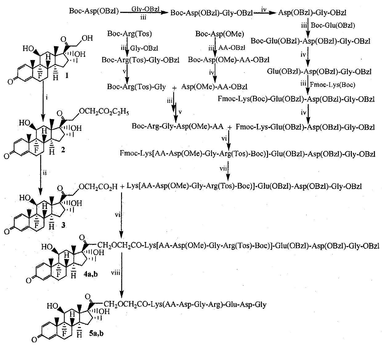 Octapeptide modified dexamethasone, its preparation, nanostructure and application