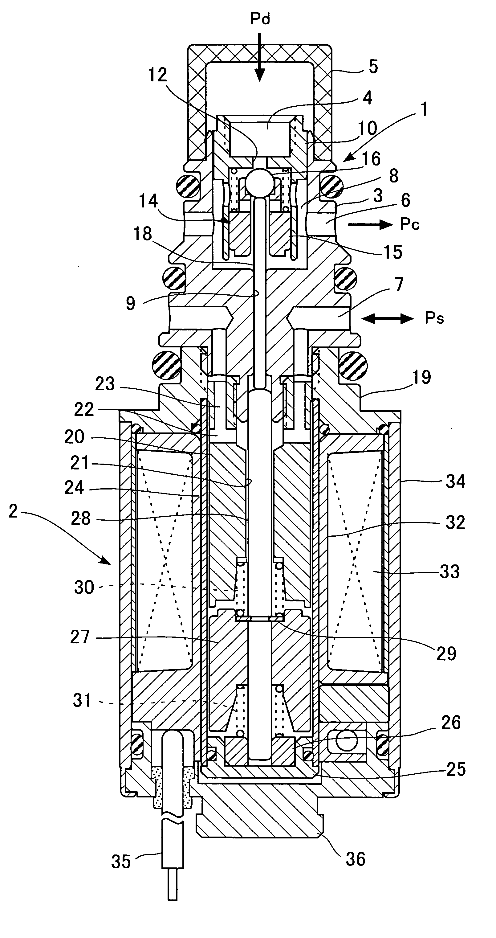 Control valve for variable displacement compressor