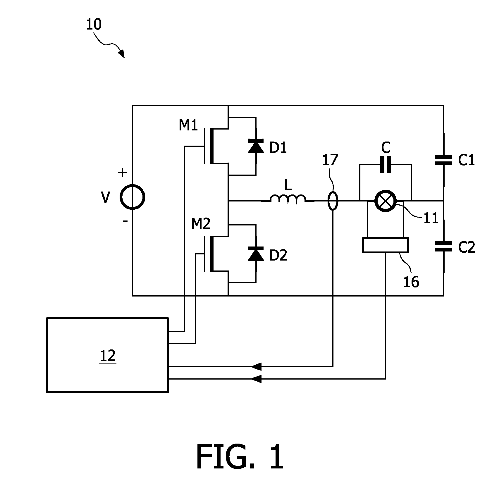 Device for driving a gas discharge lamp