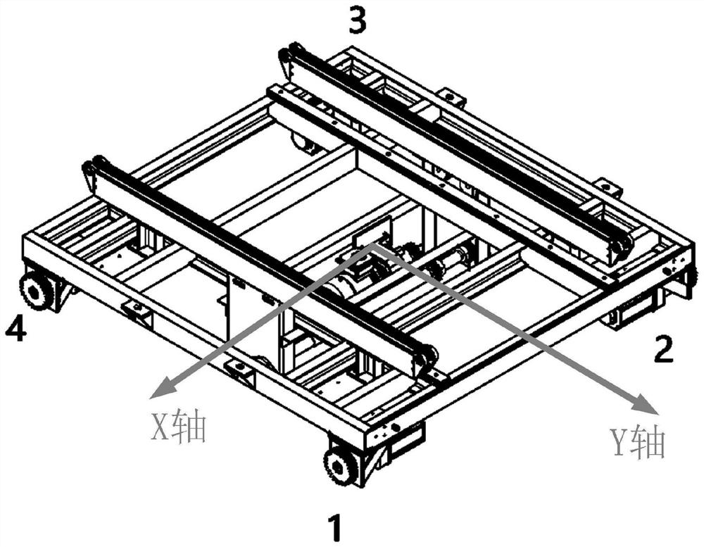 Automatic leveling and changing method for lifting platform, four-axis elevator and warehouse