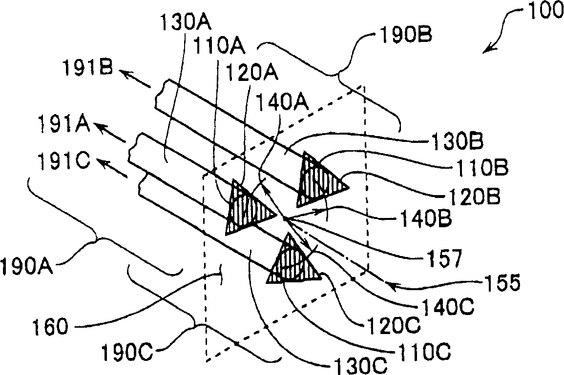 Raster code device and displacement measuring equipment using optical fibre receiver channel