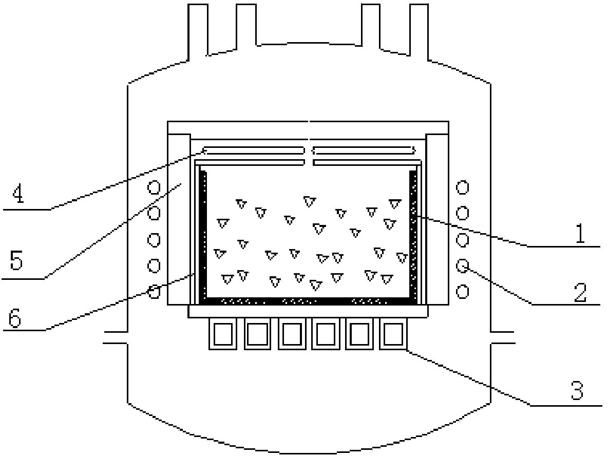 Ingotting furnace for polycrystalline silicon and quasi single crystal silicon and application method for ingotting furnace
