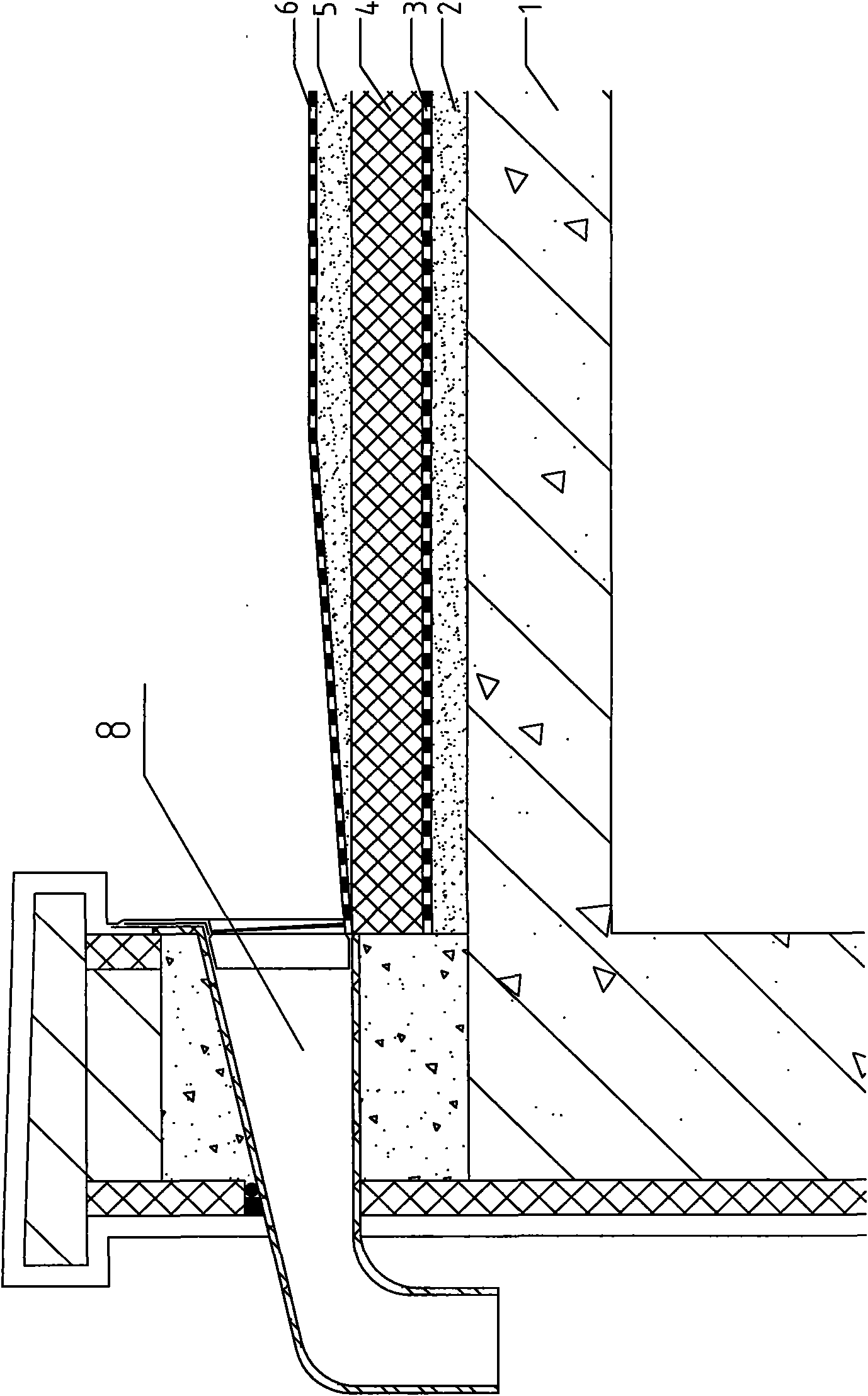 Double-layer waterproof and double-layer water exhaust structure of heat insulation house surface and construction method thereof