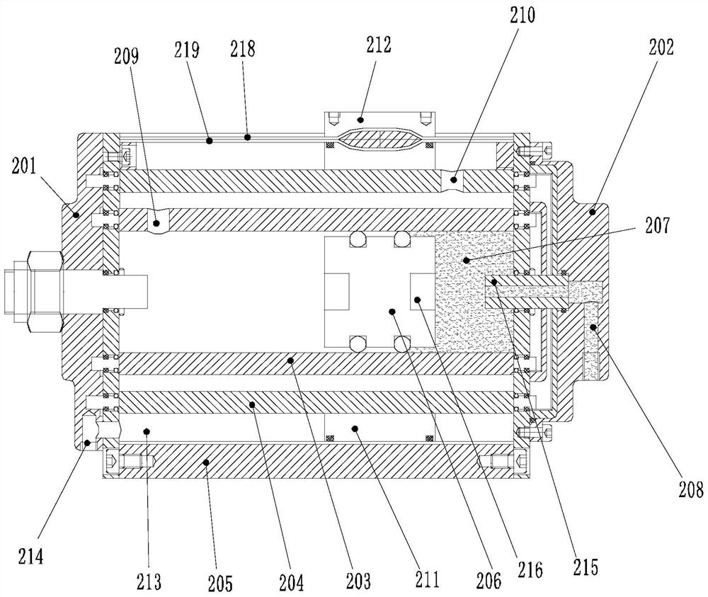 A gas-hydraulic compound drive type speed-increasing cylinder device