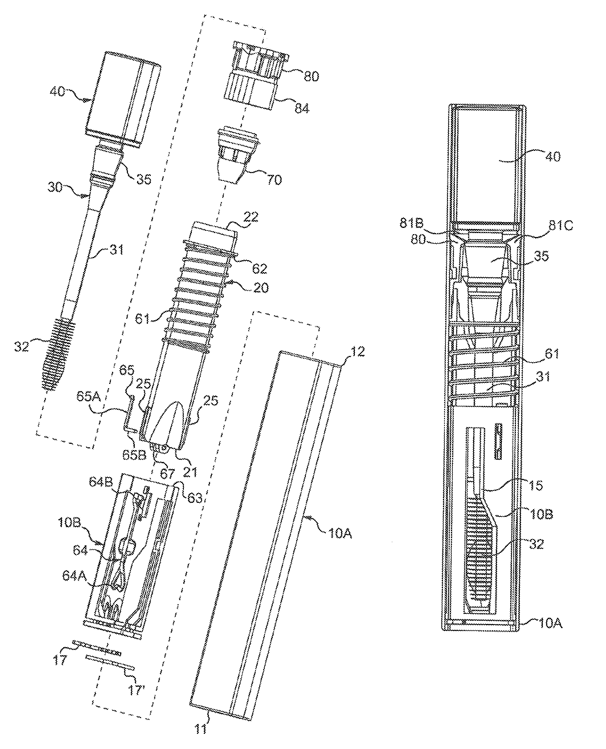 Container for a pasty or liquid cosmetic product with retractable application member