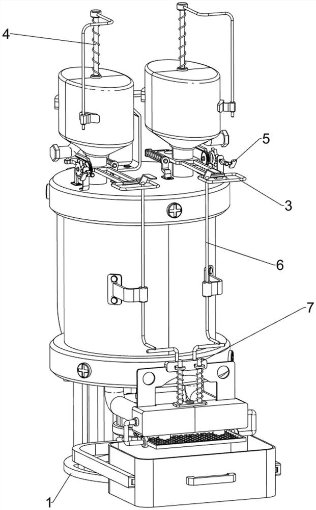Automatic mixing device for colored glaze production