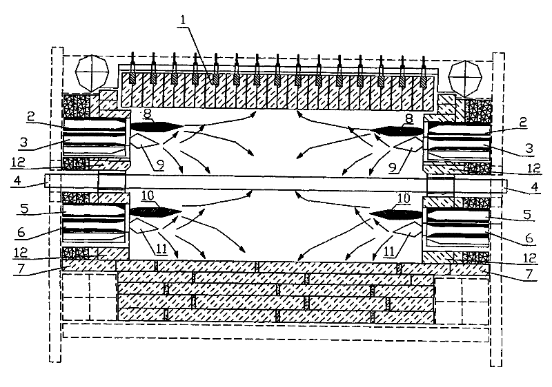 Wide roller kiln for burnt porcelain brick