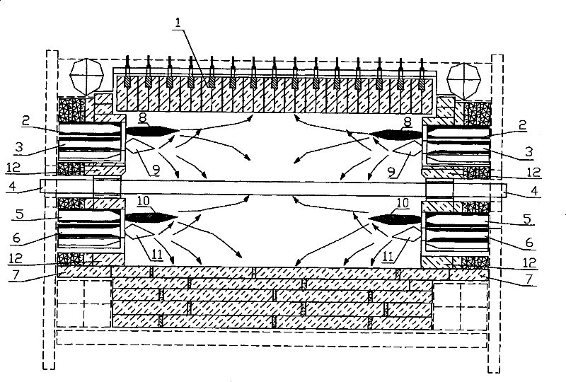 Wide roller kiln for burnt porcelain brick