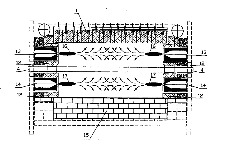 Wide roller kiln for burnt porcelain brick