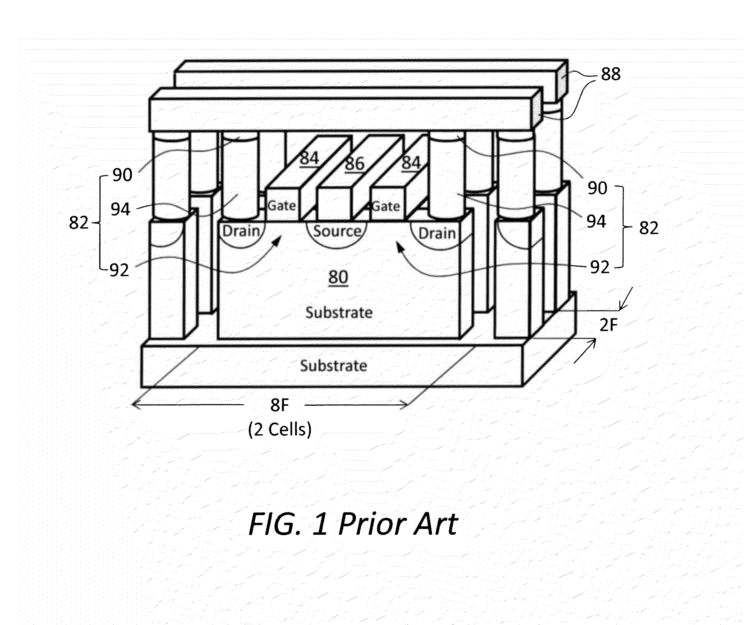 Memory device having vertical selection transistors with shared channel structure and method for making the same