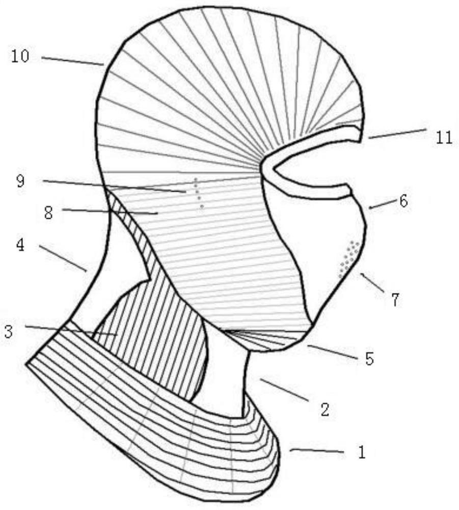 A fully formed knitted sports face protector and its knitting method