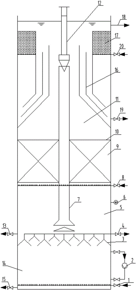 Vertical low-energy consumption and internal-circulation integral sewage treatment apparatus