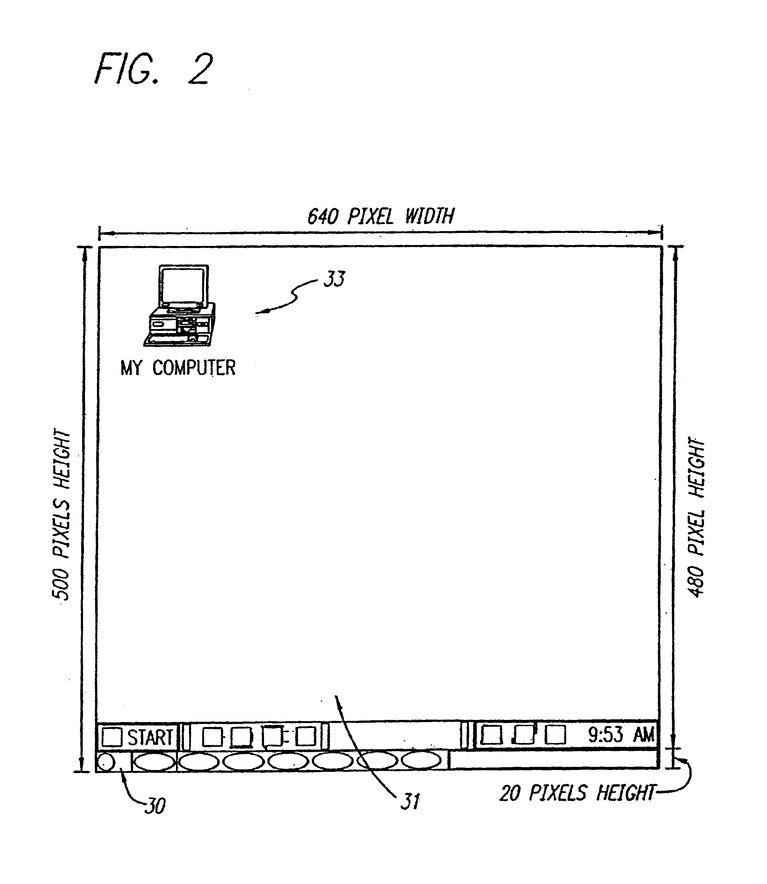 Method and system for displaying data in a second display area