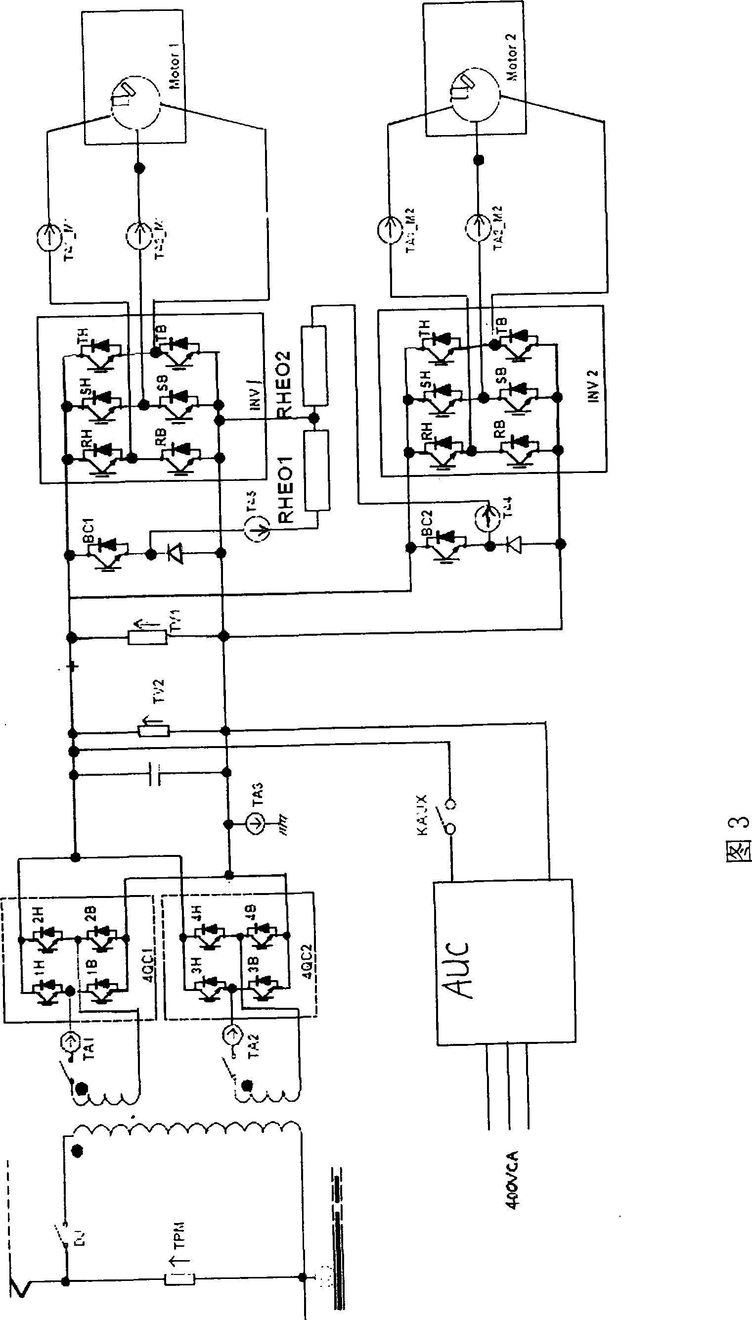 Traction auxiliary power supply integrated deflector