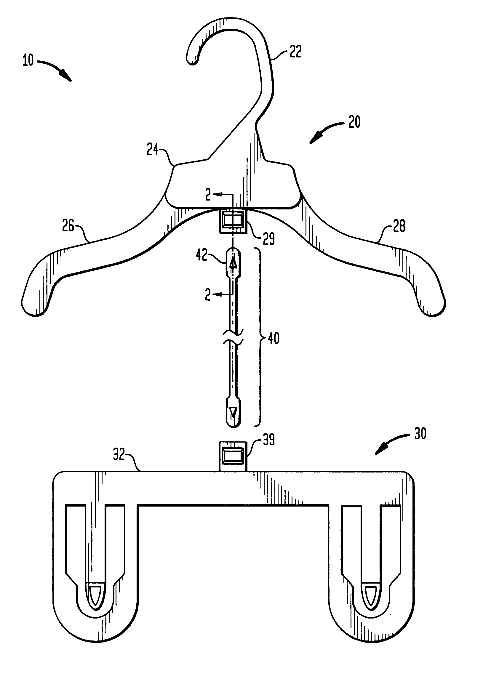 Variable length coordinate set hanger