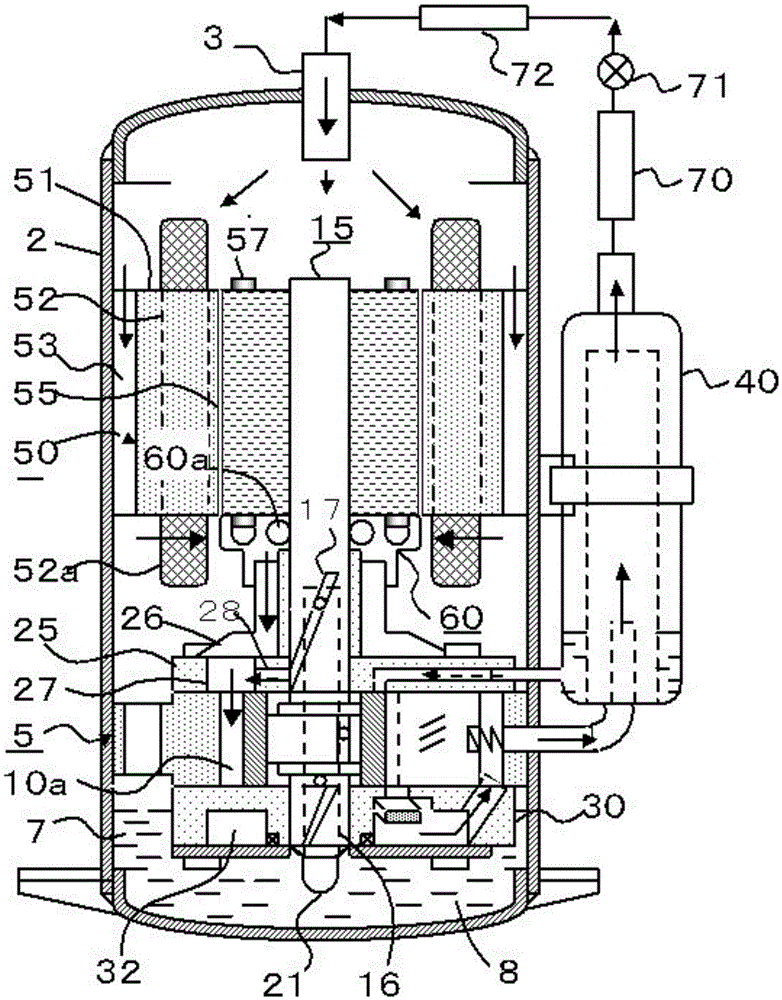 Rotating compressor and refrigeration system provided with same