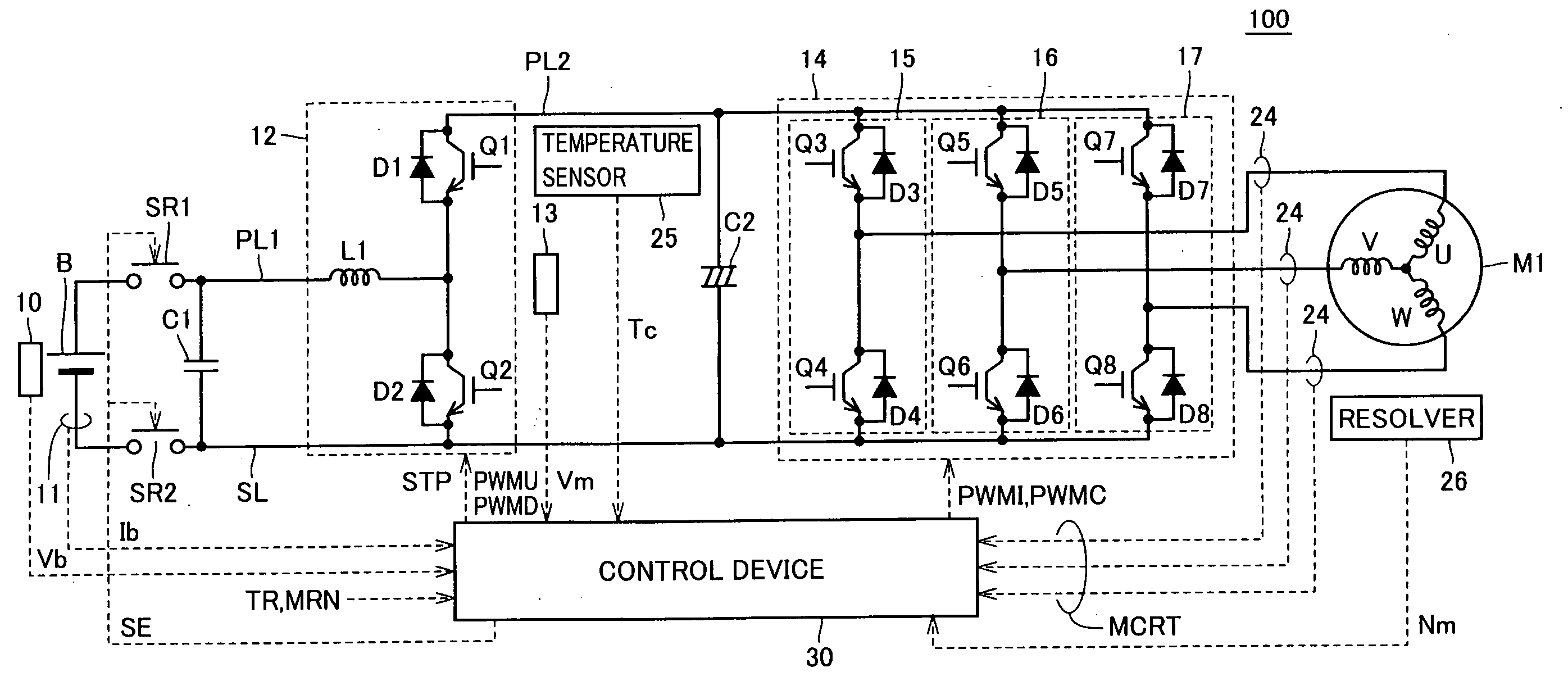 Control Device and Corresponding Control Method for a Boost Converter in a Motor Drive System