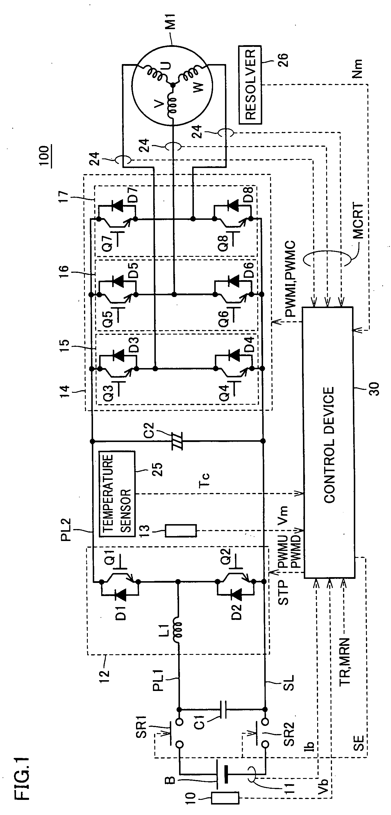 Control Device and Corresponding Control Method for a Boost Converter in a Motor Drive System