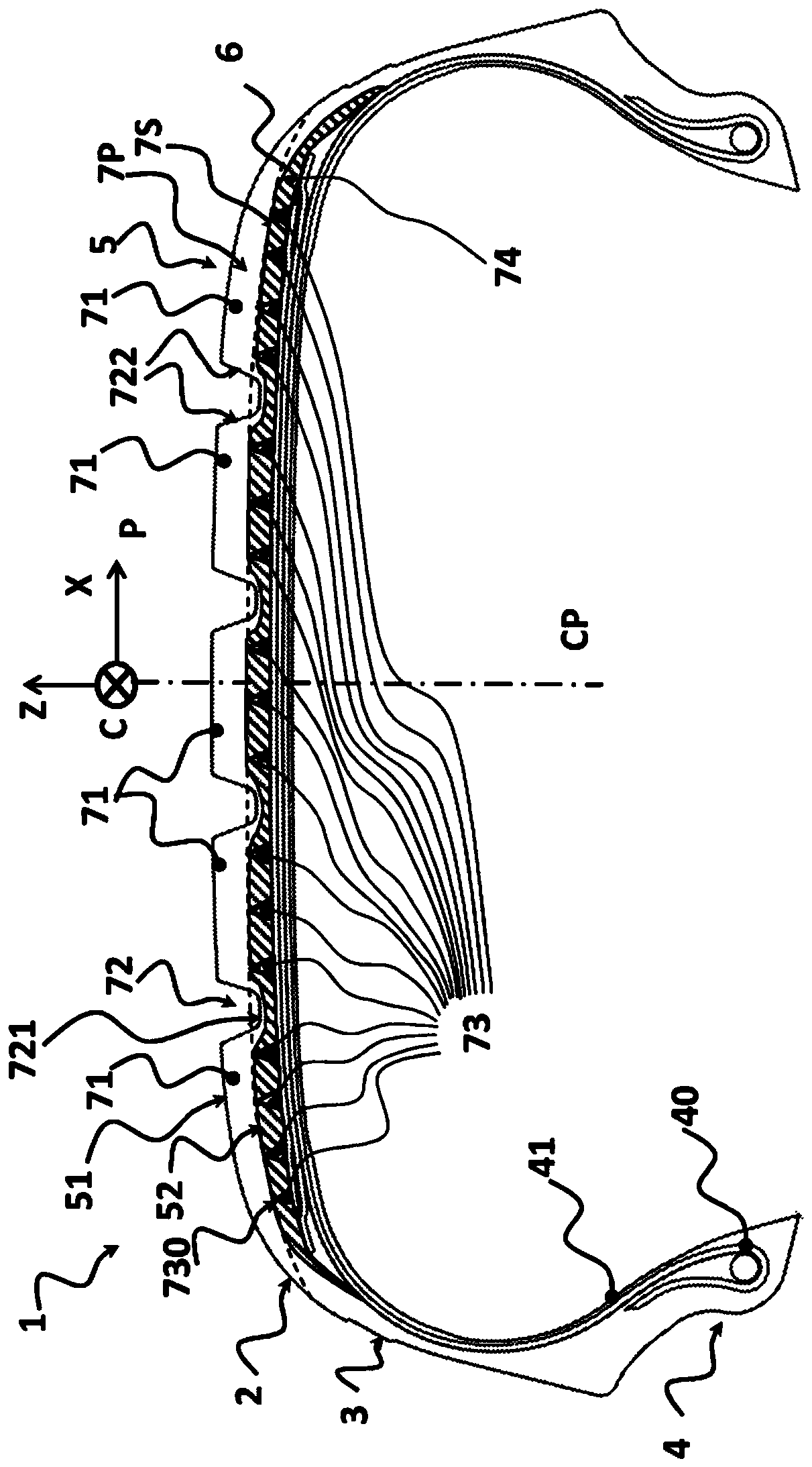 Tyre comprising a tread containing circumferential reinforcing elements in the sublayer