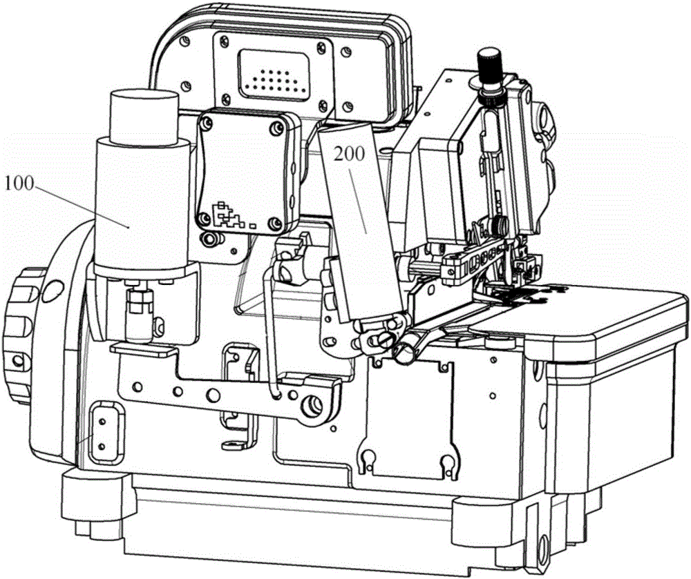 Integrated presser foot lifting and thread trimming device and sewing machine