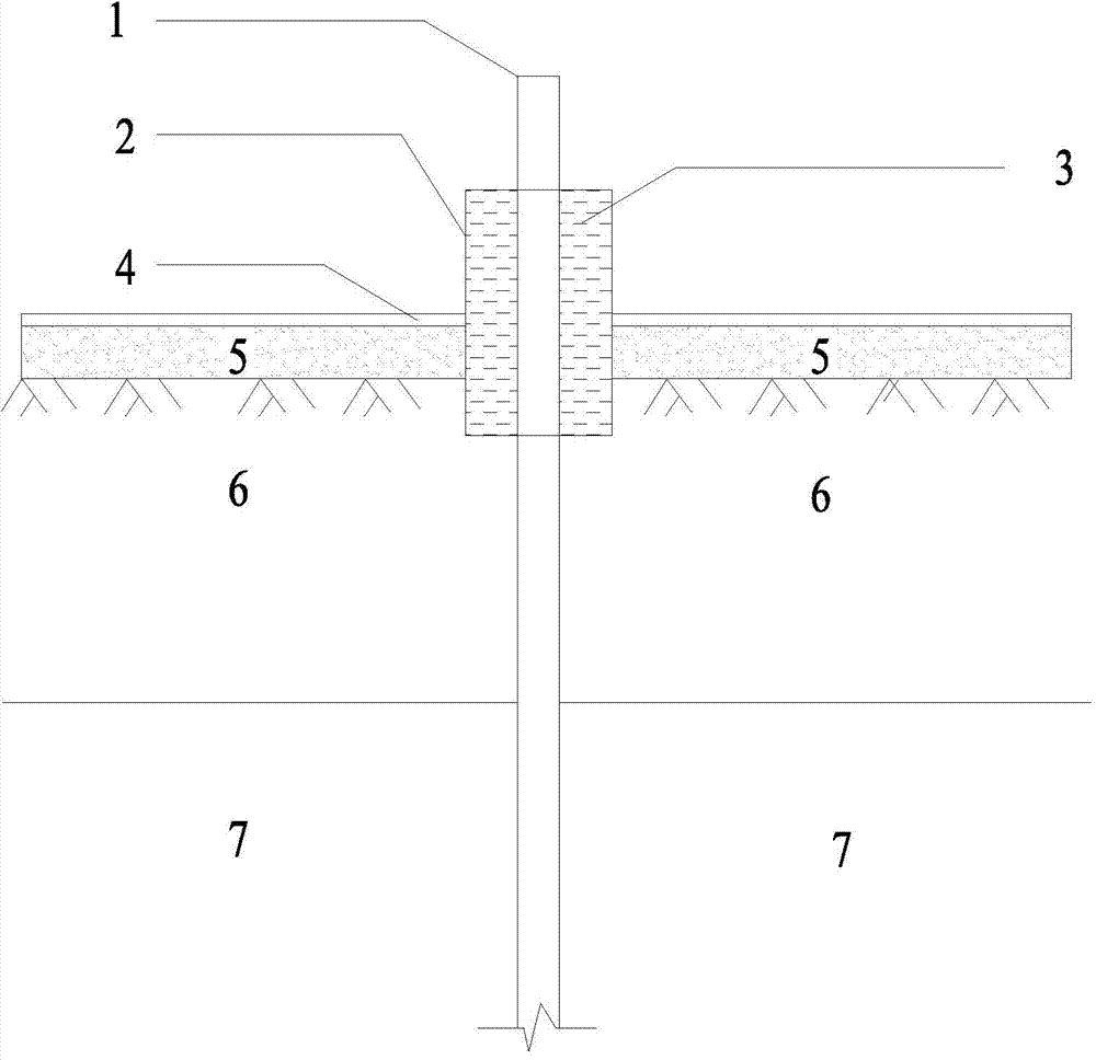 Monitoring pipe and vacuum film connecting structure and connecting construction method in soft foundation treatment