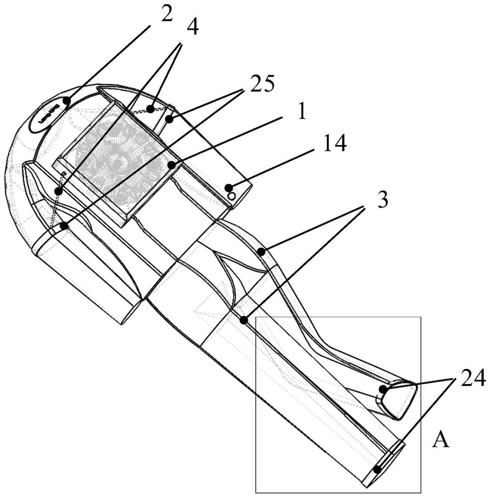 Back-wearing type four-drive human motion energy acquisition device and human body enhancing equipment
