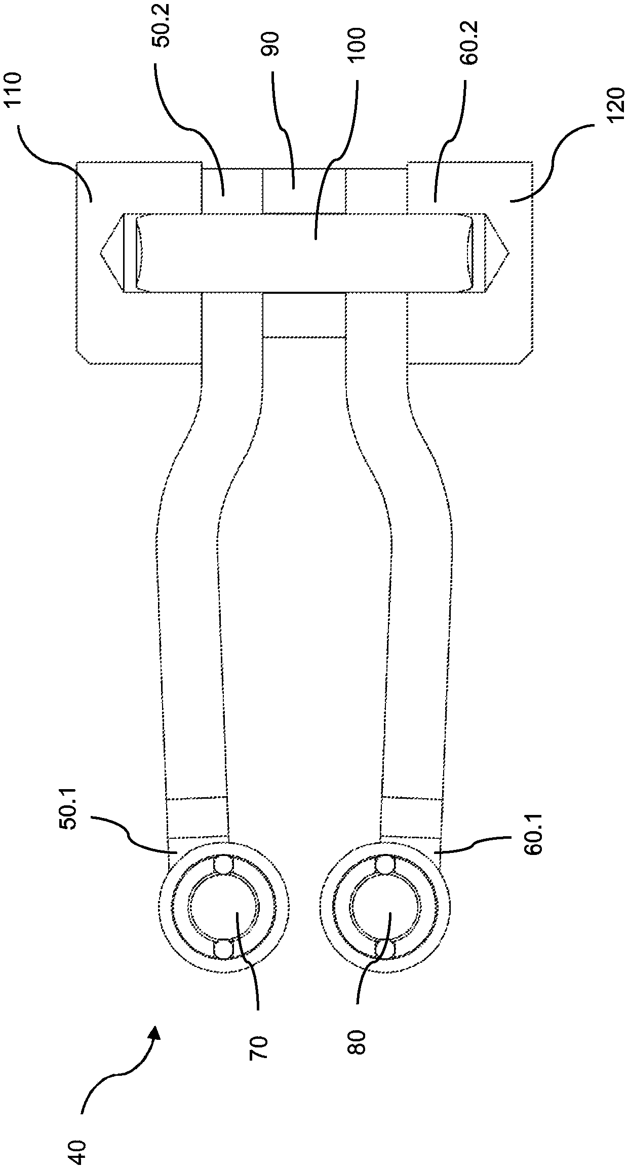 Device for simulating a force on an actuation element of a vehicle, in particular a pedal force simulator