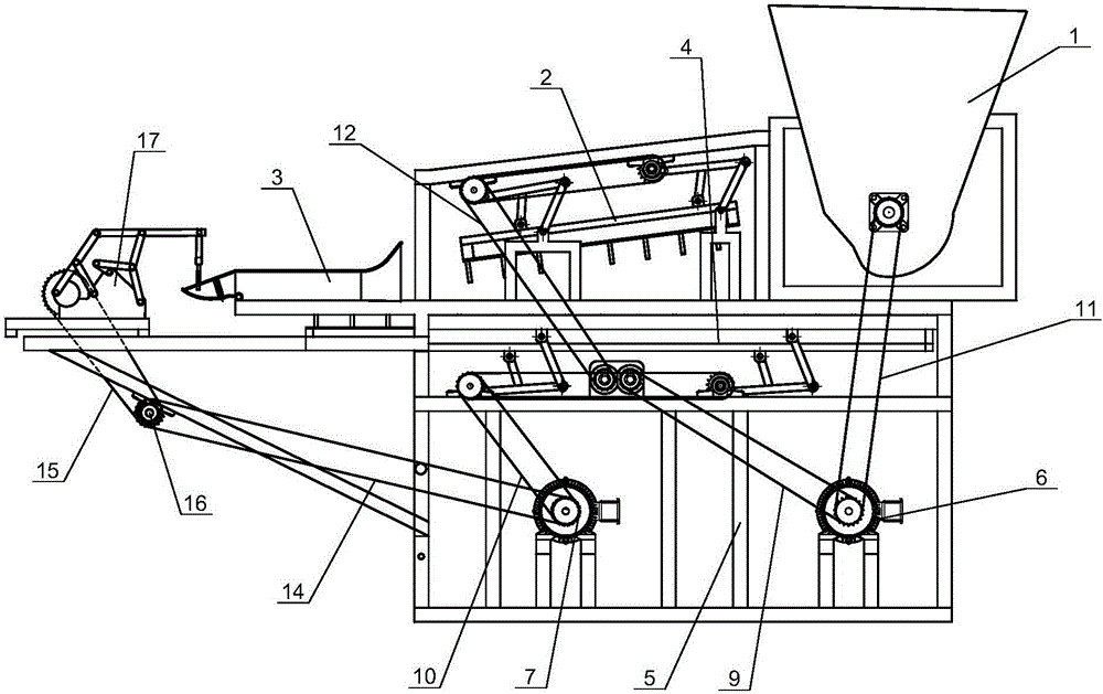 Automatic bundle distributing, paving, harrowing and cutting device
