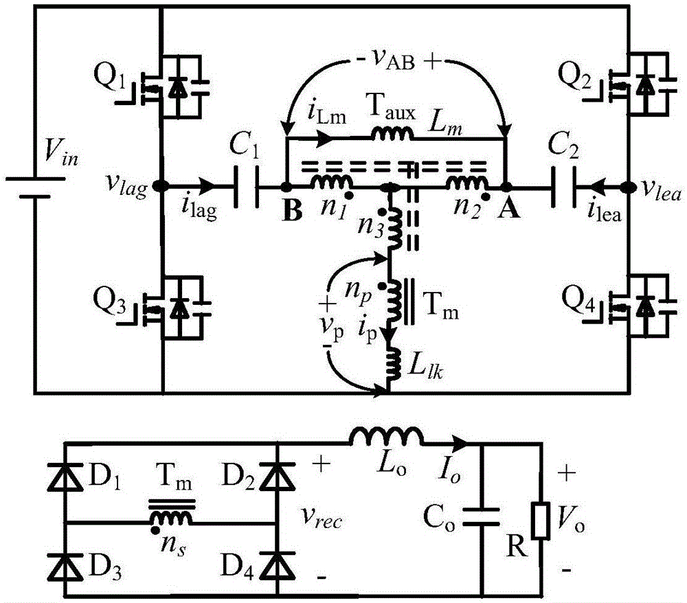 Improved type phase shift full-bridge converter circuit