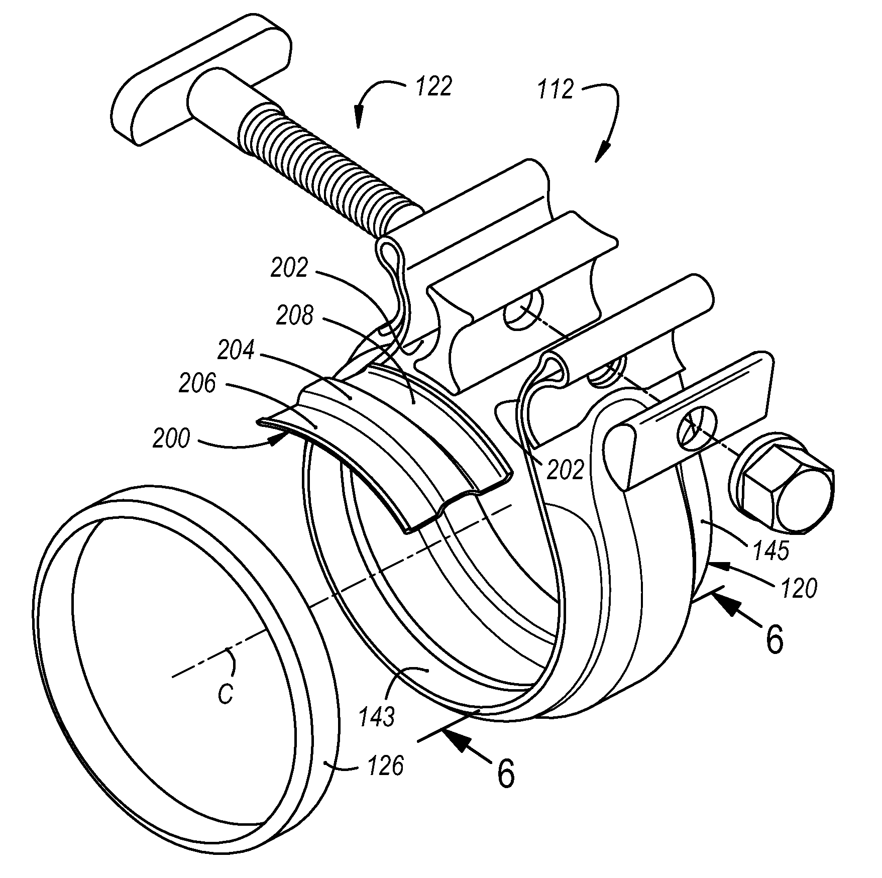 Single-bolt band clamp with gasketed center rib and pipe lap joint using the same