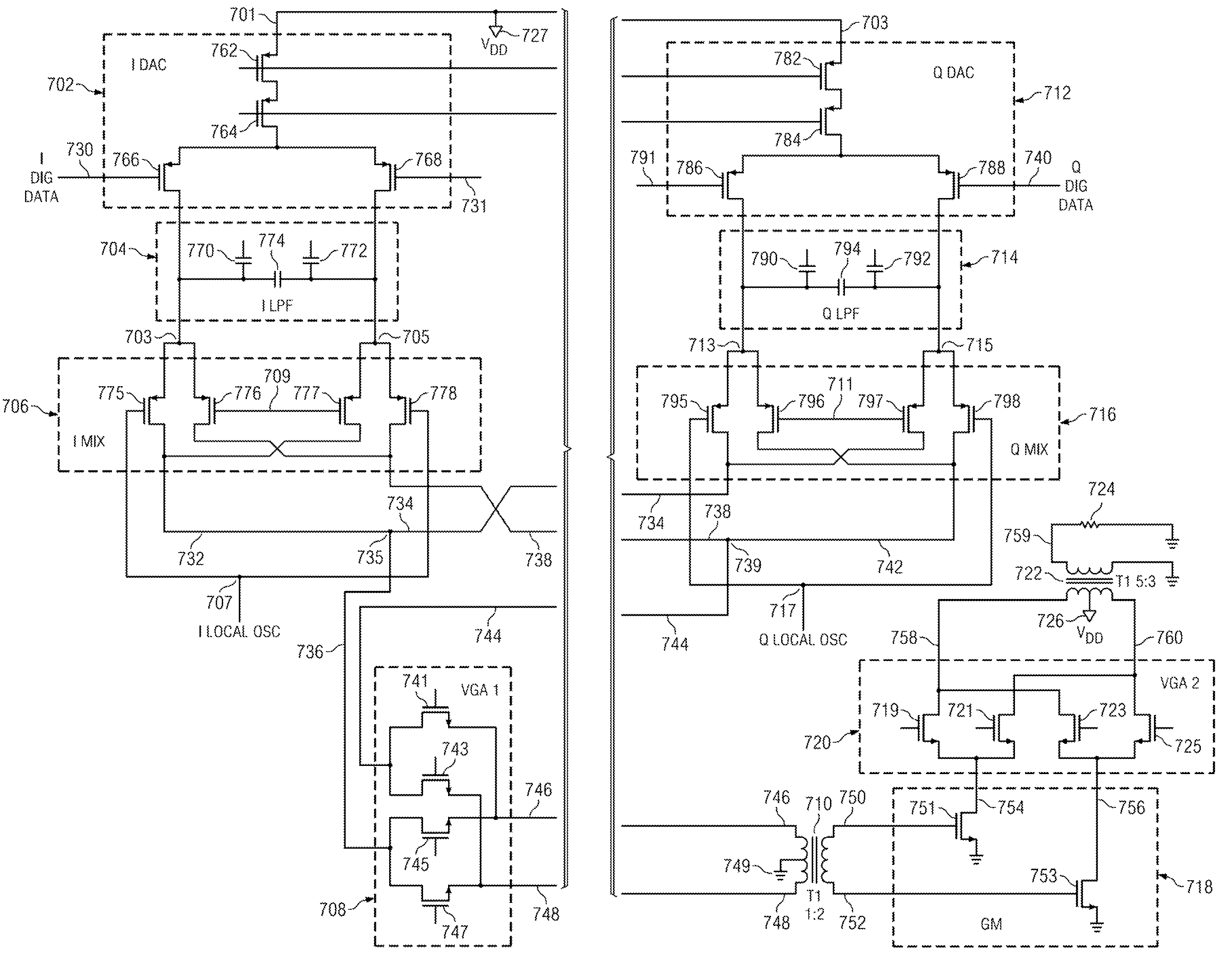 Current canceling variable gain amplifier and transmitter using same