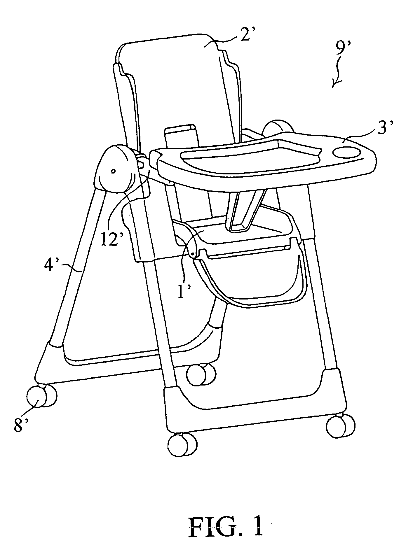 Collapsible high chair for children
