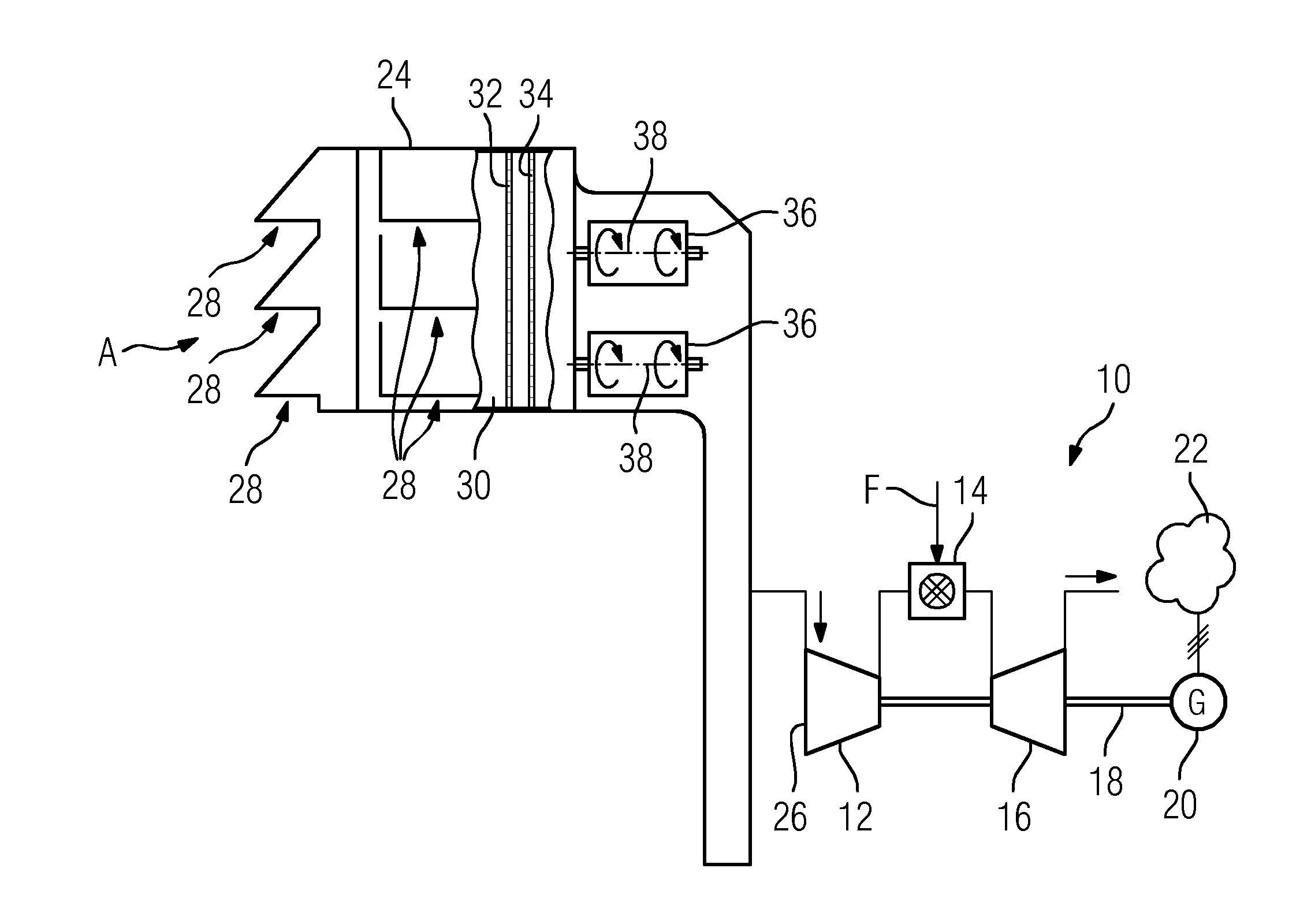 Method for operating a static gas turbine, and intake duct for intake air of a gas turbine
