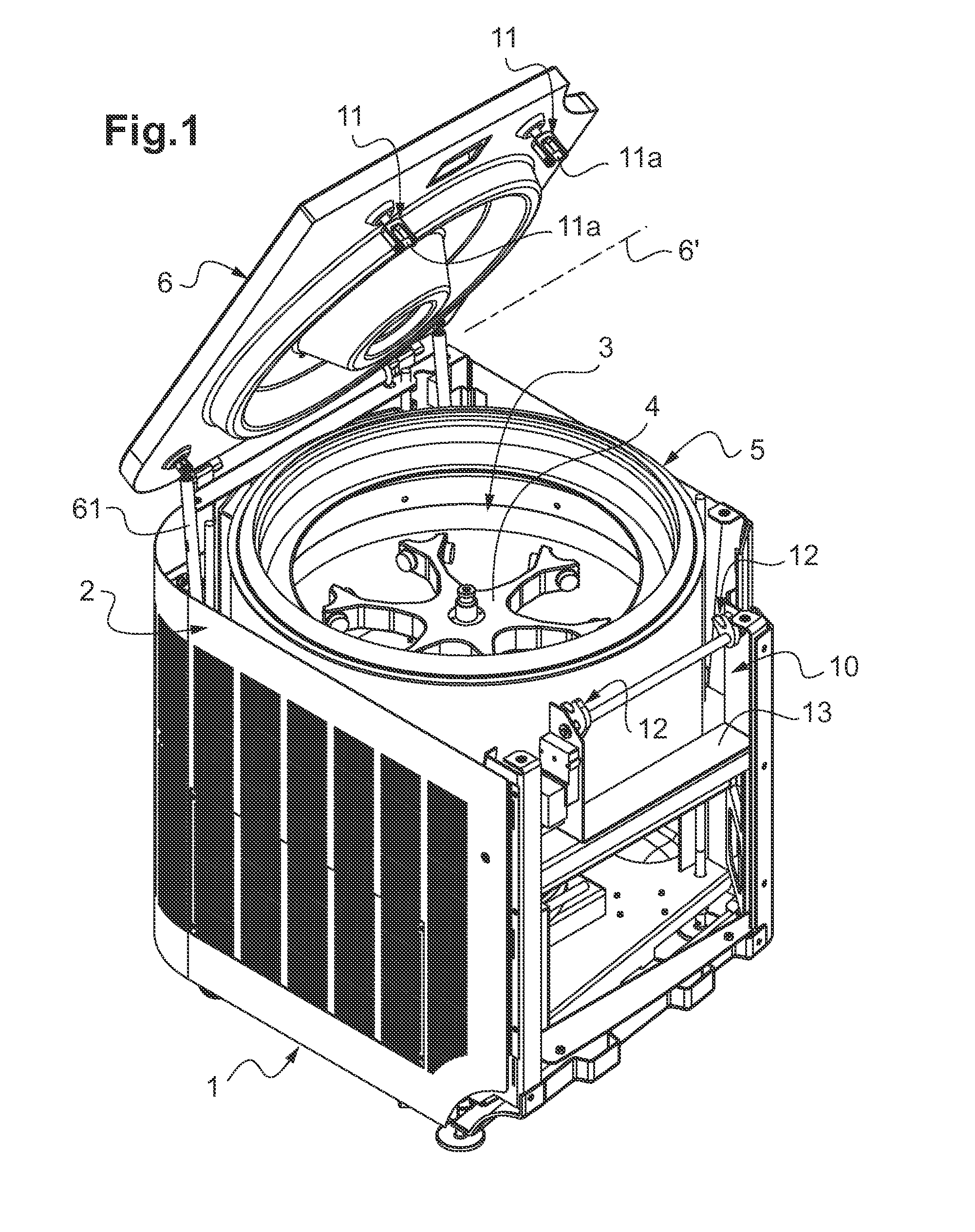 Laboratory centrifuge provided with means for the locking of a lid in its closed position