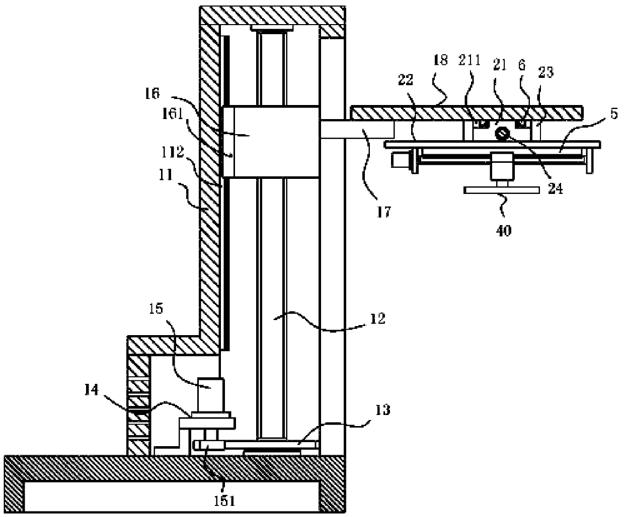 Lifting and moving mechanism for physiotherapy device