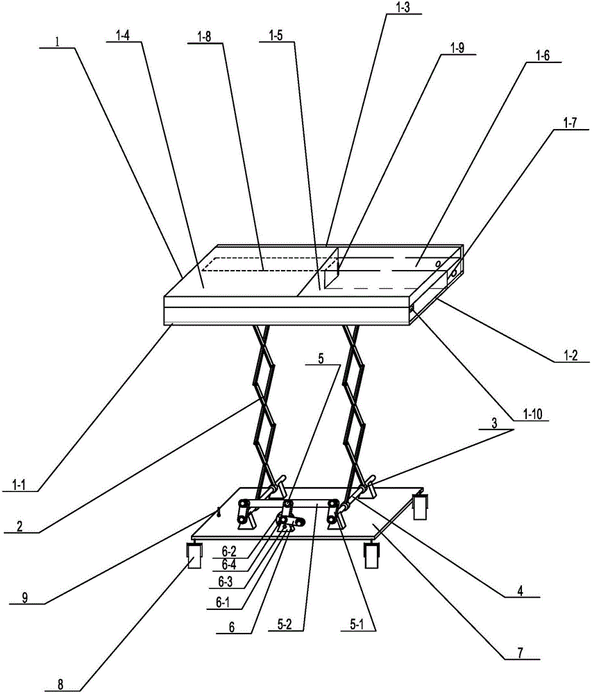 Shear-type podium table based on ball screw lifting
