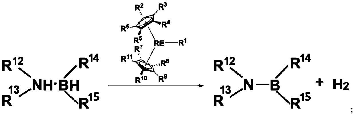 Application of biscyclopentadienyl rare-earth metal complex in catalysis of dehydrogenated coupling of amine broane